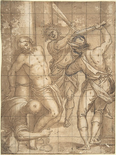 Scourging of Christ 16th cent-Anonymous, Italian, 16th cent,16x12"(A3) Poster