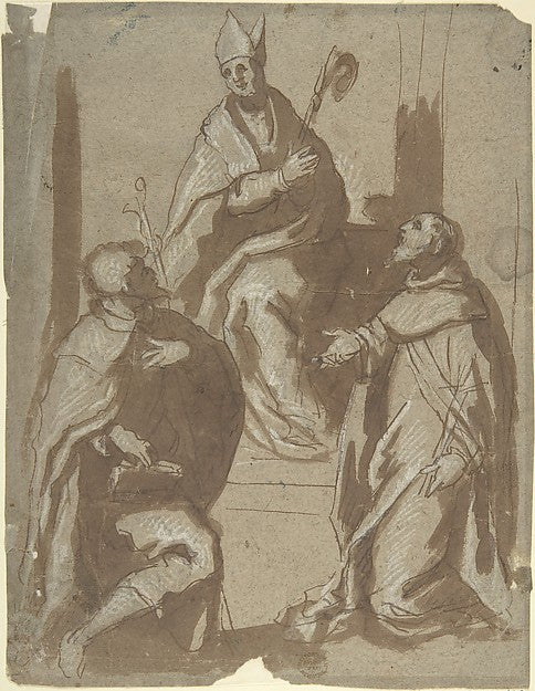 Bishop and Two Saints 1575–1600-Anonymous, Italian, Venetian,,16x12"(A3) Poster
