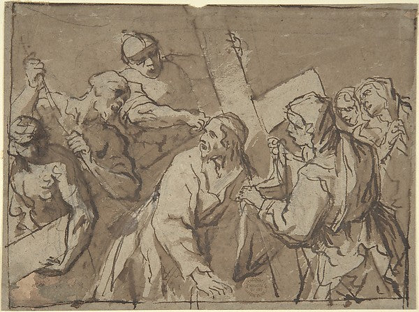 Christ Bearing the Cross 17th cent-Anonymous, Italian, Roman-B,16x12"(A3) Poster