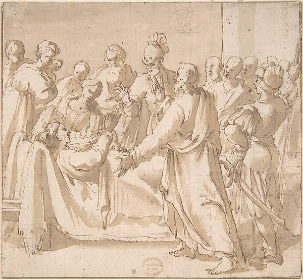 A Deathbed Scene 17th cent-Anonymous, Italian, Roman-Bolognese,16x12"(A3) Poster