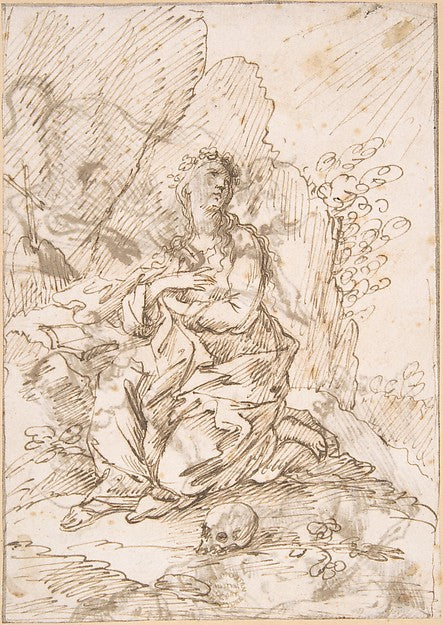 Mary Magdalen in the Wilderness 17th cent-Anonymous, Italian,,16x12"(A3) Poster