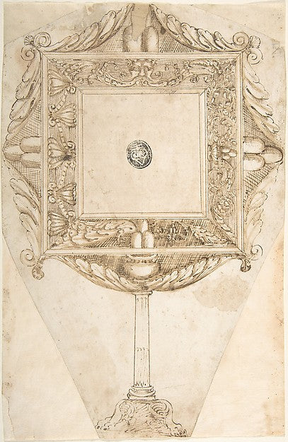 Design for a Mirror with the Sigil of Three Mountains 16th ce, Poster Print