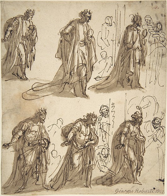 Six Studies of a King for an Adoration 16th cent-Anonymous, It, Poster Print Wall Art