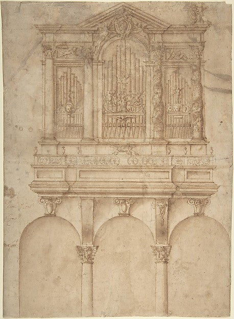 A Pipe Organ with Papal Arms 16th cent-Anonymous, Italian, 16t,16x12"(A3)Poster