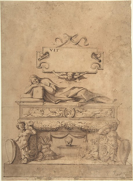 Tomb Design with Reclining Figure on Sarcophagus 16th cent-Ano, Poster Print