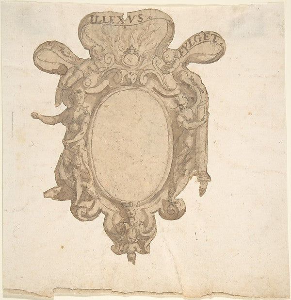 Design for a Coat of Arms Surmounted by a Ring with Allegorica, Poster Print Wall Art