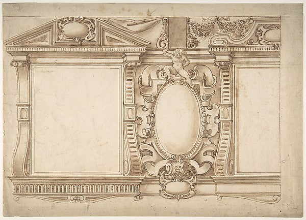 Design for an Interior Wall with Pedimented Niches or Windows, Poster Print