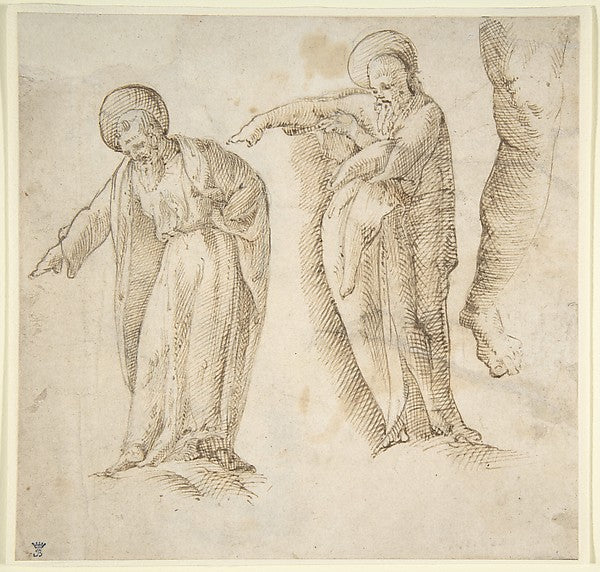 Studies for the Standing Figure of a Bearded Man 1530–50-Anony, Poster Print Wall Art