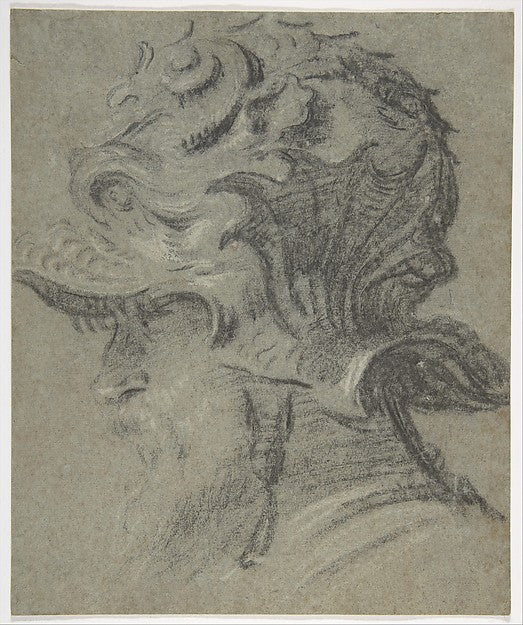 Study of a Bearded Man Wearing the Helmet of Guidobaldo II del,16x12"(A3)Poster