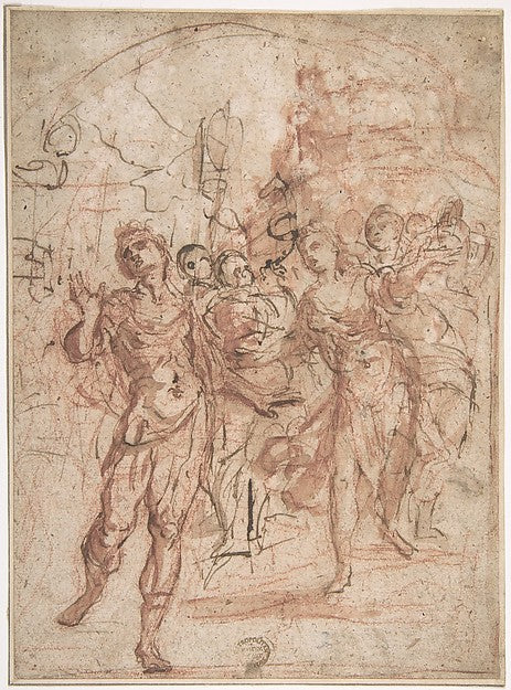 Scene of Celebration with Dancing and Music-Making c1680–172,16x12"(A3) Poster