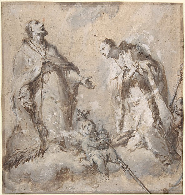 Two Saints 17th cent-Anonymous, Italian, Roman-Bolognese, 17t,16x12"(A3) Poster