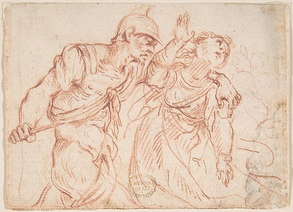 Soldier Stabbing a Woman 17th cent-Anonymous, Italian, Roman-B,16x12"(A3) Poster