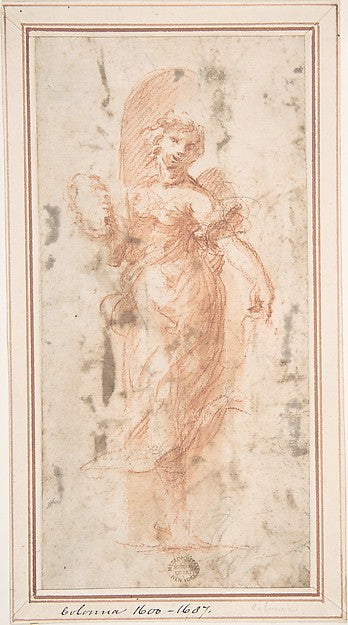 Allegorical Figure with Wreath 17th cent-Anonymous, Italian, R,16x12"(A3) Poster
