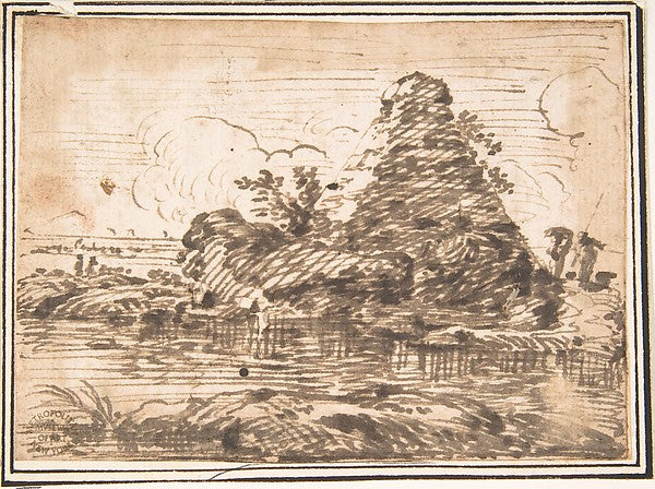 Landscape 17th cent-Anonymous, Italian, Roman-Bolognese, 17th,16x12"(A3) Poster