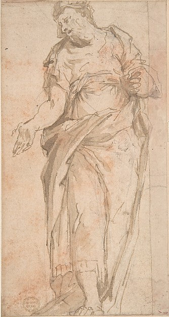 Draped Male Figure Gesturing 16th cent-Anonymous, Italian, Rom,16x12"(A3) Poster