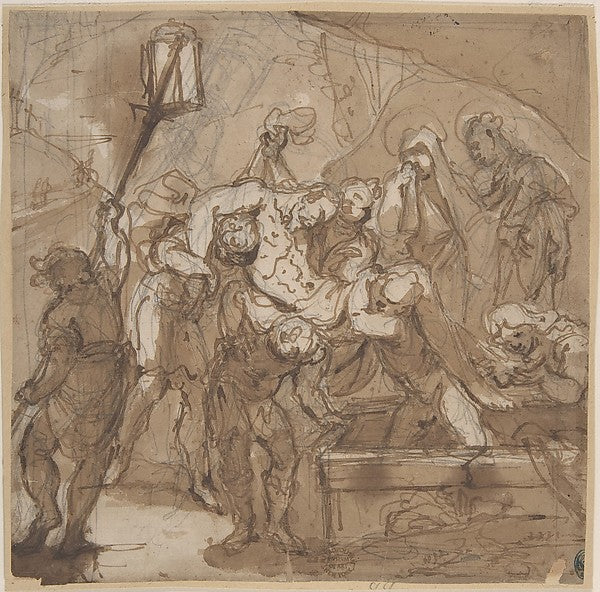 Entombment of Christ 17th cent-Anonymous, Italian, Roman-Bolog,16x12"(A3) Poster
