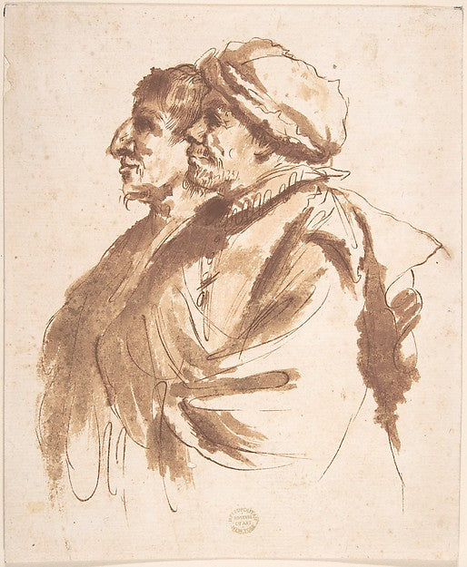 Two Men Depicted Half-Length in Profile 17th cent-After Guer,16x12"(A3) Poster