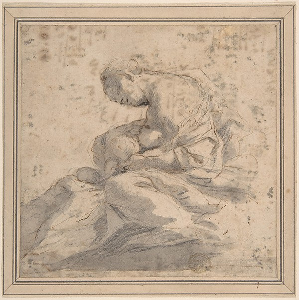 Mother and Children 17th cent-Anonymous, Italian, Roman-Bolog,16x12"(A3) Poster