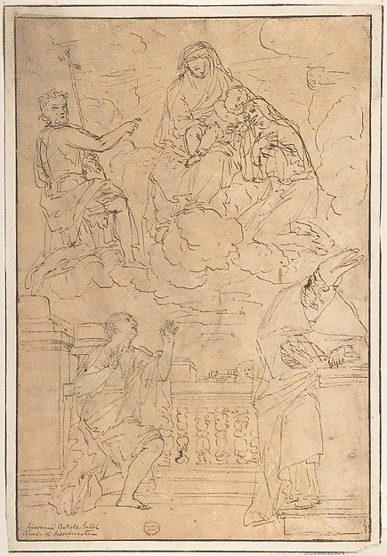Madonna and Child with Saint John the Baptist and three other,16x12"(A3) Poster