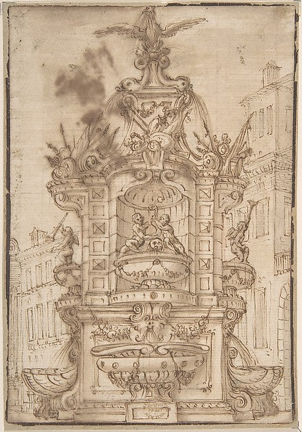 Fountain 17th cent-Anonymous, Italian, Roman-Bolognese, 17th c,16x12"(A3) Poster
