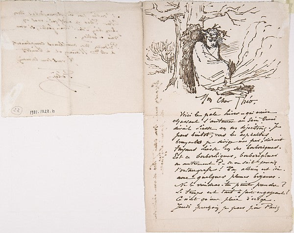 Letter to Theo Hanon from Rops signed Fély-Félicien Rops,16x12"(A3) Poster