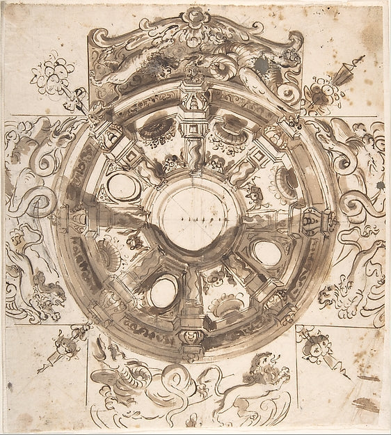 Study for a Ceiling Decoration 1600–1699-Anonymous, Italian, R,16x12"(A3) Poster