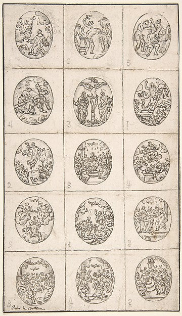 15 Oval Scenes From the Life of Christ and a Scene of a Saint,16x12"(A3)Poster