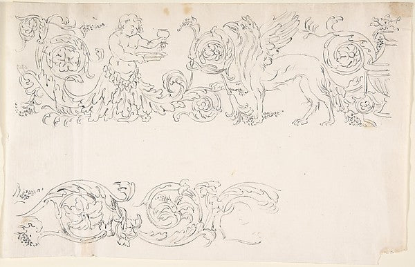 Designs for Decorative Borders with Floral Ornamentation and a, Poster Print Wall Art
