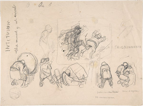 Sheet with various peasants-Félicien Rops, Poster Print Wall Art