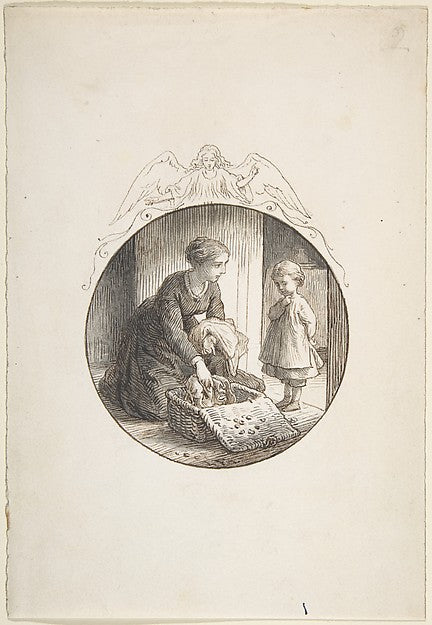 Mother and Child 1835–1903-Lorenz Frølich,16x12"(A3) Poster