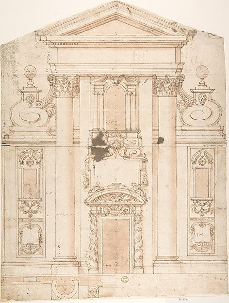 Project for a Church Facade 17th cent-Anonymous, Italian, 17th,16x12"(A3) Poster