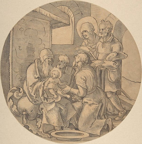 The Circumcision of Christ 1510–50-Sebald Beham,16x12"(A3) Poster