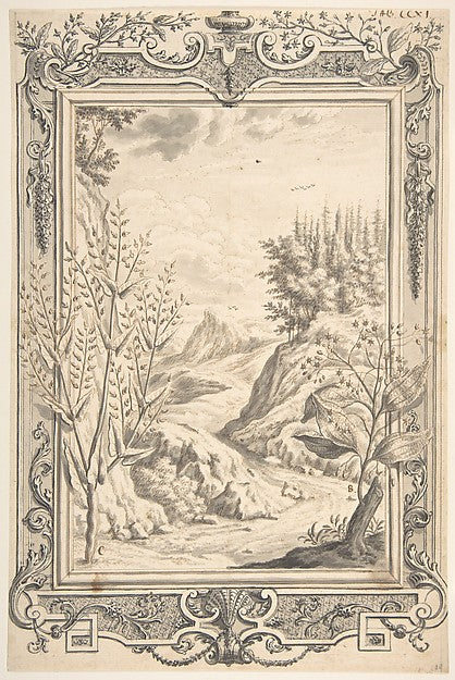 Landscape with Ornamental Frame c1730-Johann Melchior Füssli, Poster Print Wall Art