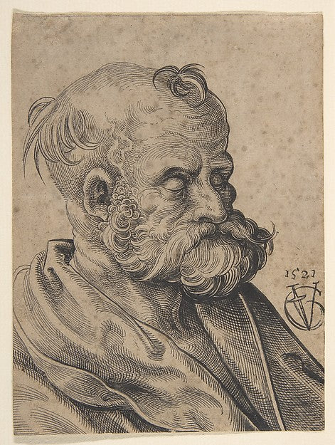 Bust of a Bearded Old Man 1521-Urs Graf,16x12"(A3) Poster