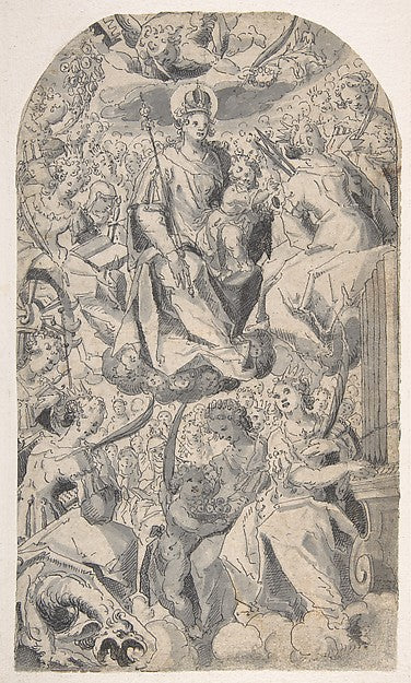 Madonna and Child Surrounded by Female Saints 1600–1678-Joseph, Poster Print Wall Art