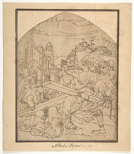Christ Carrying the Cross 16th cent-Circle of Wolfgang Huber,16x12"(A3) Poster