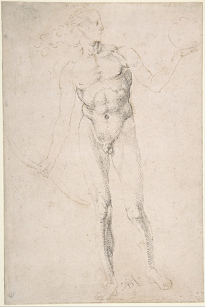 Standing Male Nude Holding a Bow 1501–3-Albrecht Dürer,16x12"(A3) Poster
