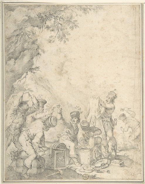 Brigands: Design for an Engraving 18th cent-Anonymous, Italian,16x12"(A3) Poster