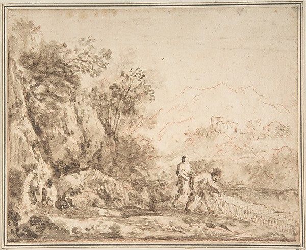 Landscape 18th cent-Anonymous, Italian, first half of the 18th, Poster Print Wall Art