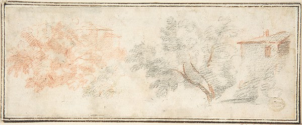Trees and Houses 17th cent-Anonymous, Italian, Roman-Bolognese,16x12"(A3) Poster