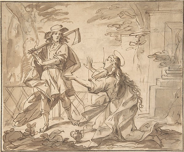 Christ and Mary Magdalen in the Garden 17th cent-Anonymous, It,16x12"(A3) Poster