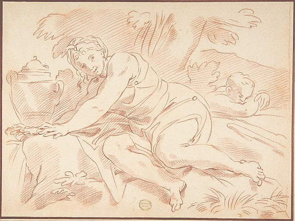 Nymph and Cupid 17th cent-Anonymous, Italian, Roman-Bolognese,,16x12"(A3) Poster
