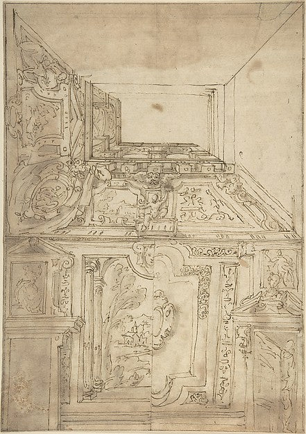 Study for a Vault 17th cent-Anonymous,Italian,17th cent,16x12"(A3)Poster