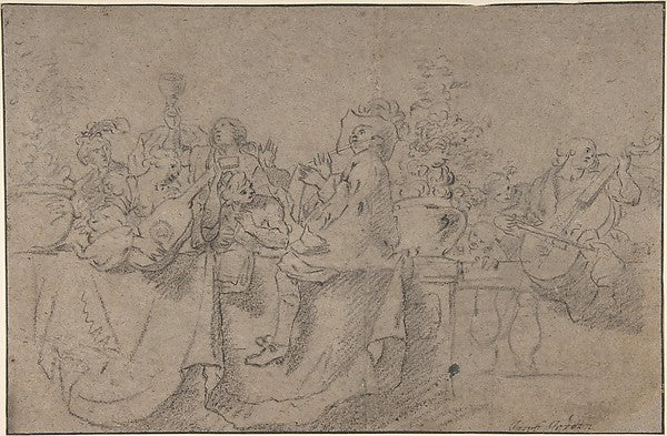 Recto: The ConcertVerso: Seated Male Nude early 17th cent-Attr,16x12"(A3) Poster