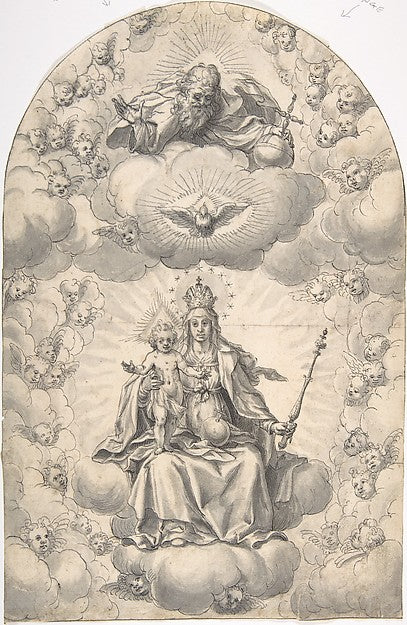 Madonna and Child Enthroned late 16th–early 17th cent-Hans Wer,16x12"(A3) Poster
