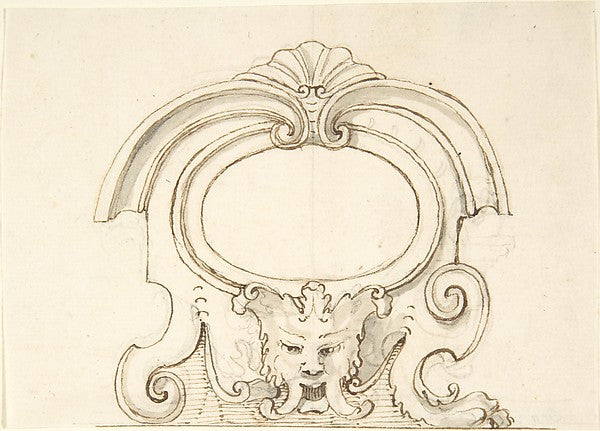 Cartouche with a Mask 18th cent-Anonymous, Italian, Venetian,,16x12"(A3) Poster