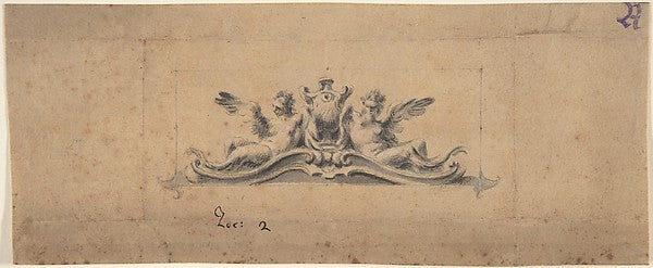 Design for an Overdoor or Headpiece: Two Reclining Figures and,16x12"(A3) Poster