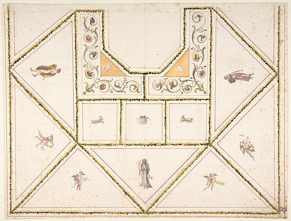 Design for a Ceiling in Pompeian Style 18th cent-Anonymous, It,16x12"(A3) Poster