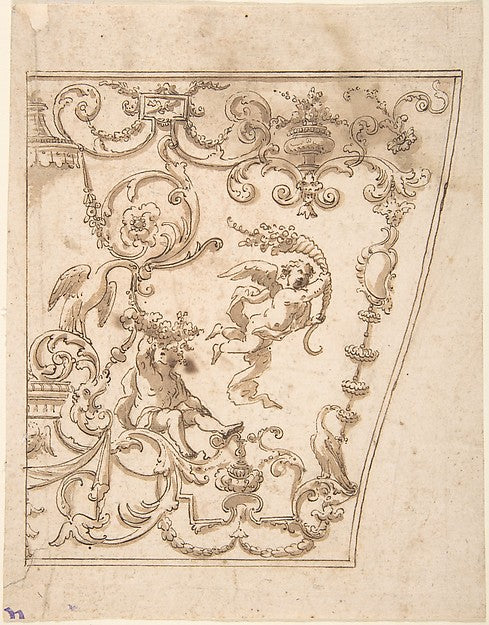 Design for the Decorated Panel of a Carriage 18th cent-Anonymo,16x12"(A3) Poster