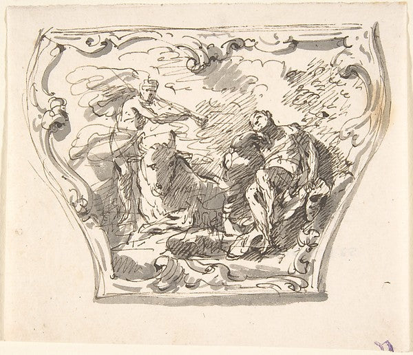 Design for a Decorated Panel of a Carriage 18th cent-Anonymous,16x12"(A3) Poster